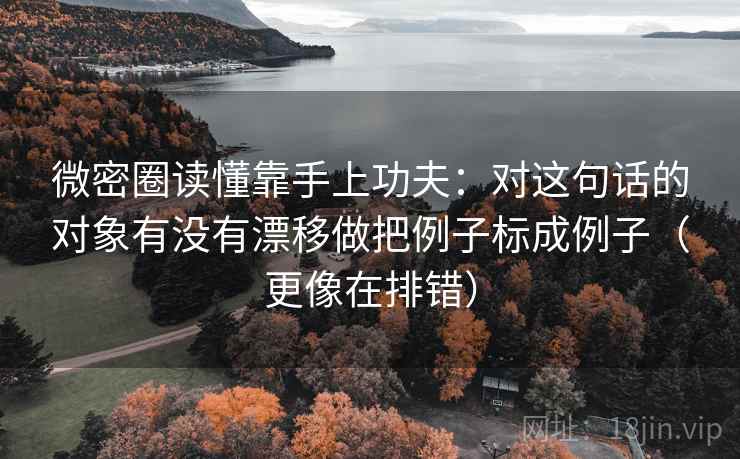 微密圈读懂靠手上功夫：对这句话的对象有没有漂移做把例子标成例子（更像在排错）